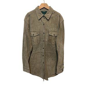 LAUREN RALPH LAUREN Shacket Women Medium Suede Leather Western Button Down